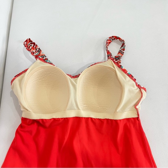 D & Co Beach Swimwear tankini Size 12 Aztec Print Multicolored Red Tankini Top - Picture 7 of 12